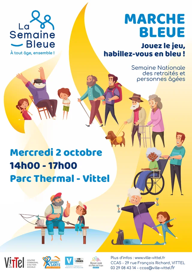 Affiche de la Marche bleue de Vittel, mercredi 2 octobre 2024